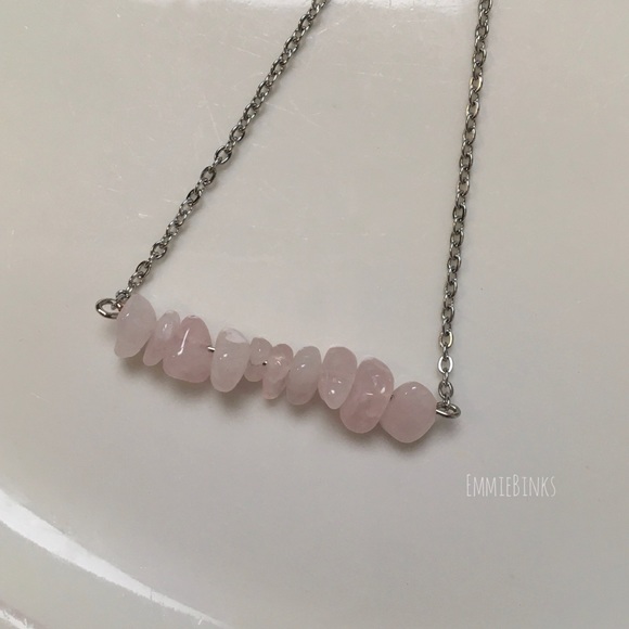 NWT Rose Quartz Bar Necklace, Rose Quartz Gemstone - Picture 6 of 7
